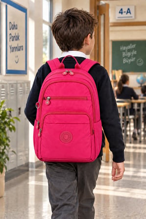 Pembe İlkokul Okul Çantası Çocuk Sırt Çantası Spor ve Günlük Kullanım 40 x 30 x 15 cm
