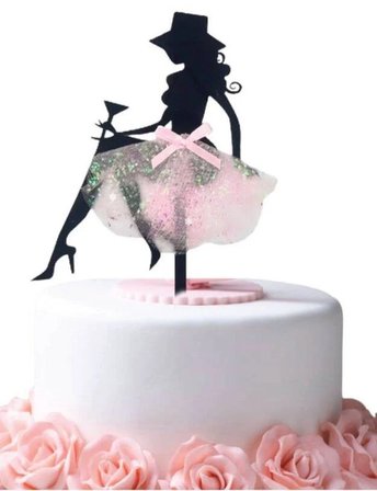 Bride Pembe Tül Etekli Çubuklu Pasta Süsü Bekarlığa Veda Cake Topper Dekoru