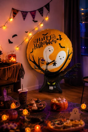 Halloween Folyo Balon Ağaçlı 95x66 cm Cadılar Bayramı Parti Süsü Temalı Dekorasyon Balonu