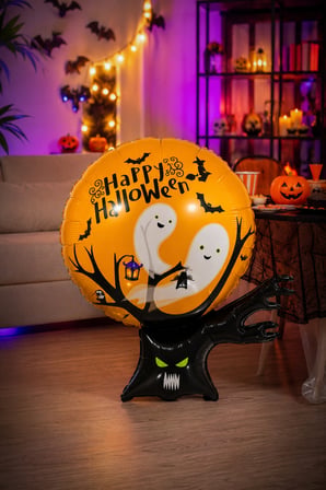 Halloween Folyo Balon Ağaçlı 95x66 cm Cadılar Bayramı Parti Süsü Temalı Dekorasyon Balonu