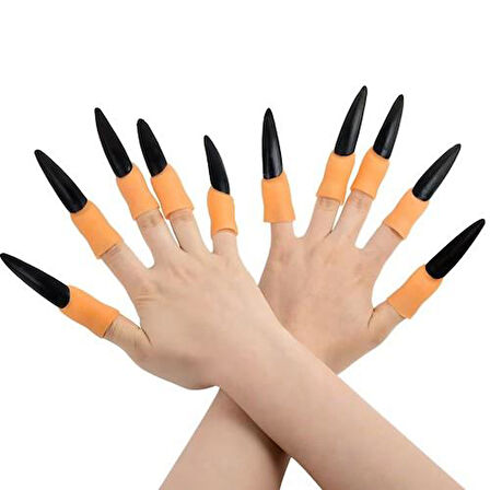 Halloween Cadılar Bayramı Cadı Tırnağı 10lu Lateks Siyah Lüks Yumuşak Tırnak Parti Kostümü