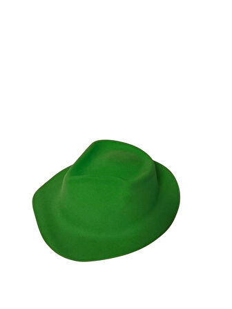 Yeşil Lazer Kesim Kadife Fötr Şapka Parti Şapkası