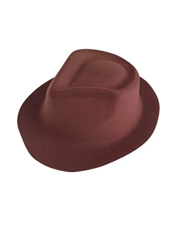 Kahverengi Lazer Kesim Kadife Fötr Şapka Parti Şapkası