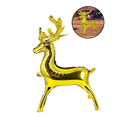 Yılbaşı Folyo Balon altın geyik boynuz 122,5*83,5