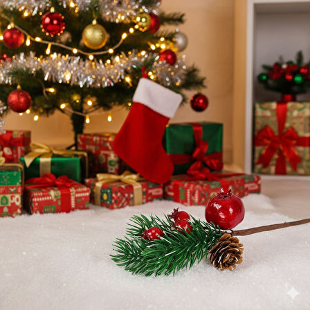 Yılbaşı Kozalaklı Narlı Kokinalı Yapay Çiçek 18 cm – Dekoratif Aranjman