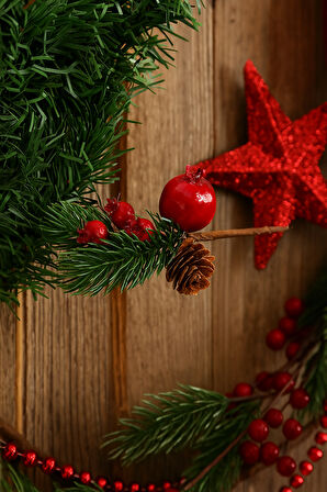 Yılbaşı Kozalaklı Narlı Kokinalı Yapay Çiçek 18 cm – Dekoratif Aranjman