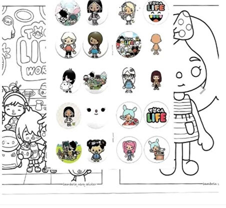 TOCA BOCA Boyama Kitabı 3lü Boyama Sticker Maske