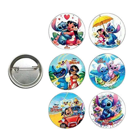 Lisanslı Yaka çanta rozeti LİLO SRİTCH 6lı