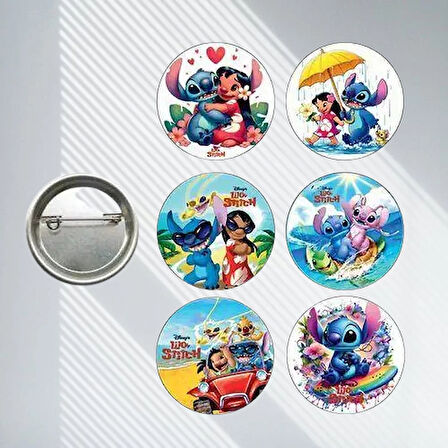 Lisanslı Yaka çanta rozeti LİLO SRİTCH 6lı