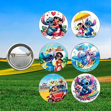 Lisanslı Yaka çanta rozeti LİLO SRİTCH 6lı