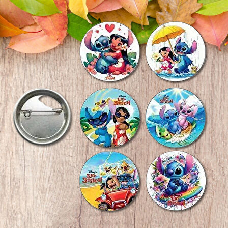 Lisanslı Yaka çanta rozeti LİLO SRİTCH 6lı