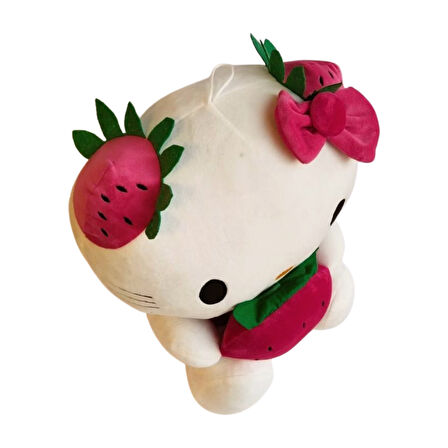 Hello Kitty Çilekli Tokalı Peluş Fuşya 50cm
