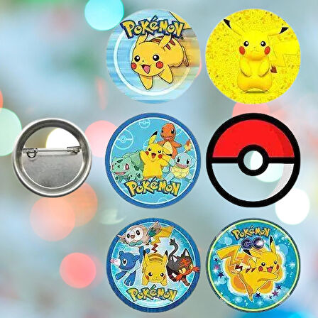 Lisanslı Yaka çanta rozeti POKEMON 6LI