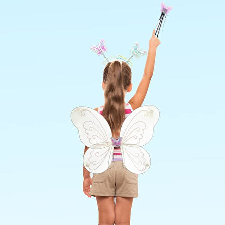 Kelebek kanat seti beyaz kanat-taç-asa