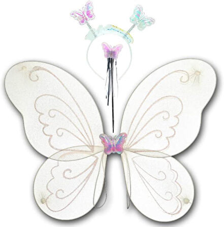 Kelebek kanat seti beyaz kanat-taç-asa
