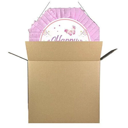 Kelebek desenli Pembe Pinyata happy birthday 42 cm pembe sopalı Doğum Günü Eğlencesi ve Parti Oyunu