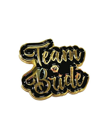 Team bride yaka rozeti siyah üstü gold yazı