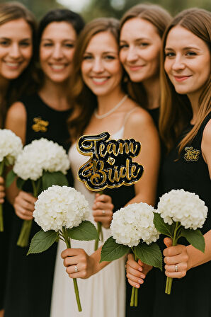 Team bride yaka rozeti siyah üstü gold yazı