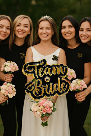 Team bride yaka rozeti siyah üstü gold yazı