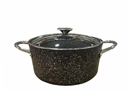 OMS İndüksiyon Uyumlu Granit 22 cm Derin Tencere Siyah 3116