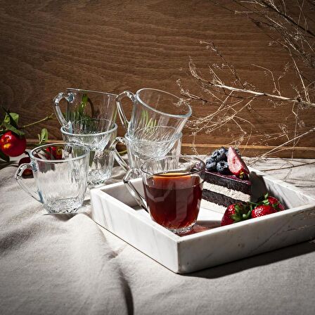 Paşabahçe 55733 Mercan 6'lı Kulplu Çay Fincanı 160ml