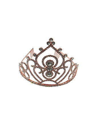Taç Metal Taşlı Prenses İşlemeli Lüks Rose Gold üs