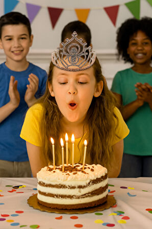 Taç Metal Taşlı Prenses İşlemeli Lüks Rose Gold üs