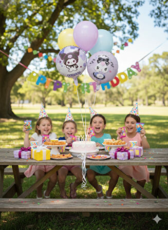 45 cm – Kuromi Temalı Mor Çift Yüzlü Perti Folyo Balon