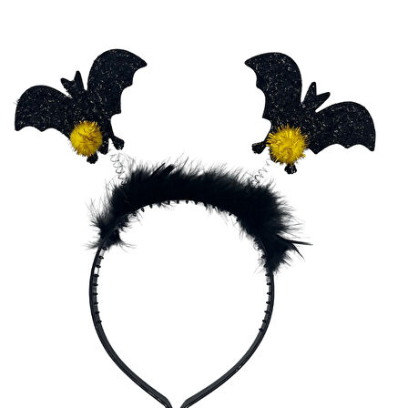 Halloween Cadılar Bay.2li Siyah Yarasa Taç Tüylü