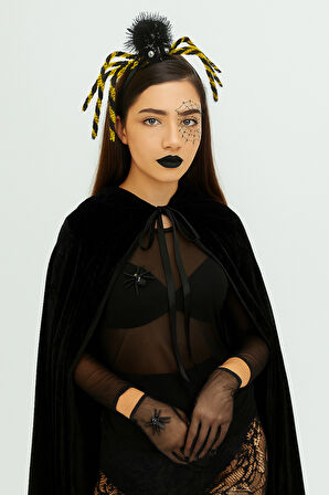 Halloween CadılarTaç Örümcek Ayaklı Çizgili Altın