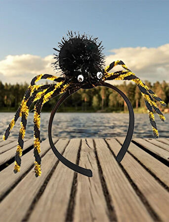 Halloween CadılarTaç Örümcek Ayaklı Çizgili Altın