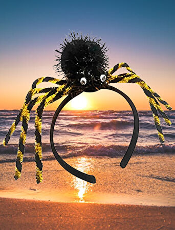 Halloween CadılarTaç Örümcek Ayaklı Çizgili Altın