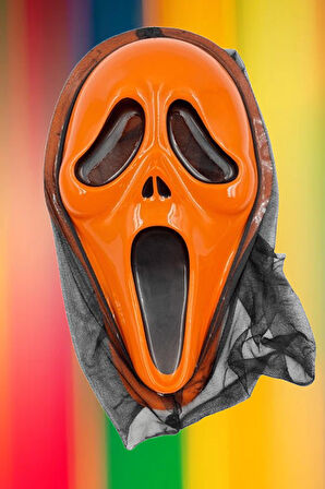 Halloween Maske Çığlık arkası tüllü Turuncu