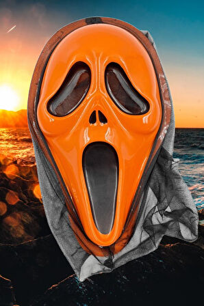 Halloween Maske Çığlık arkası tüllü Turuncu