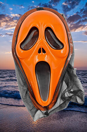 Halloween Maske Çığlık arkası tüllü Turuncu