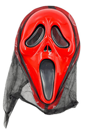 Halloween Maske Çığlık arkası tüllü Kırmızı