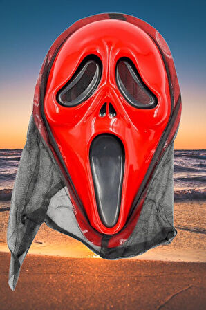 Halloween Maske Çığlık arkası tüllü Kırmızı