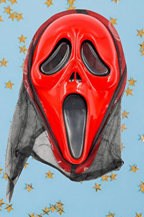 Halloween Maske Çığlık arkası tüllü Kırmızı