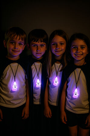 Halloween Hayalet  kolye 4lü Paket ışıklı 6x3cm