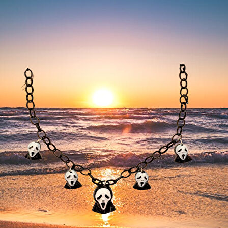 Halloween Cadılar Bayr Korkunç Kolye Çığlık 50cm 