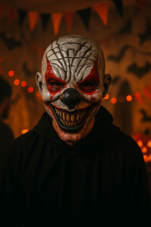Halloween Cadılar Bayramı Maske testere diş burun siyah göz kırmız Palyaço Korku Maskesi