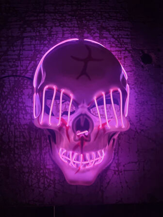 Halloween Maske Kuru kafa Işıklı Kırmızı Teller