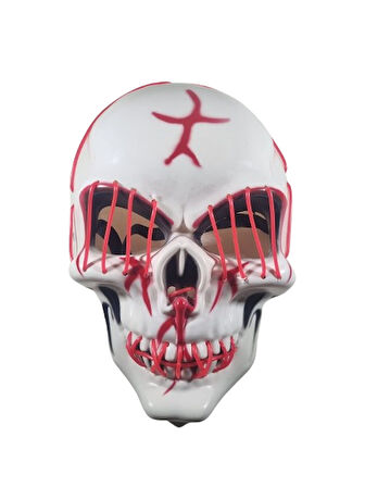 Halloween Maske Kuru kafa Işıklı Kırmızı Teller