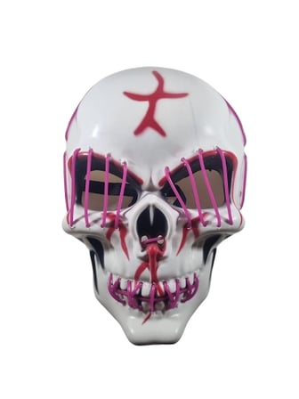 Halloween Maske Kuru kafa Işıklı Fuşya Teller   