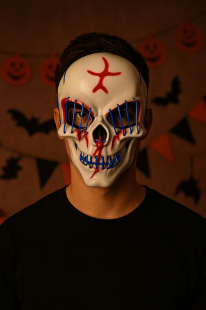 Halloween Maske Kuru kafa Işıklı Laciver Teller 