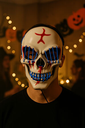 Halloween Maske Kuru kafa Işıklı Laciver Teller 