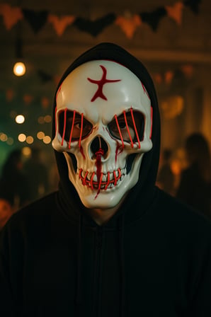 Halloween Maske Kuru kafa Işıklı Fosforlu Turuncu