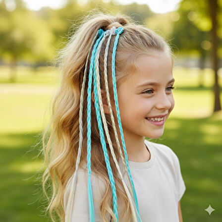 Tokalı Örgülü Saç 6 adet Mavili Kıskaç Tokalı Peruk Saç Tokası 32 cm Uzunluk