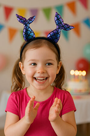 Mor-Mavi Renk Yansımalı Deniz Kızı Kuyruğu Taç