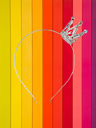 Metal Taç Taşlı Mini Taçlı Gümüş Renkli Lüks Zarif Parti Tacı             